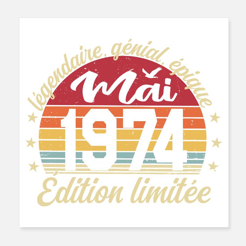 les légendes sont nées mai 1974 Poster 20 x 20 cm