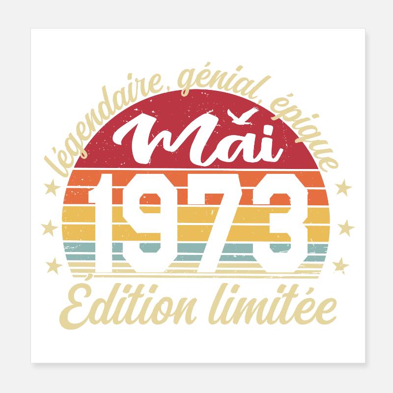 les légendes sont nées mai 1973 Poster 20 x 20 cm