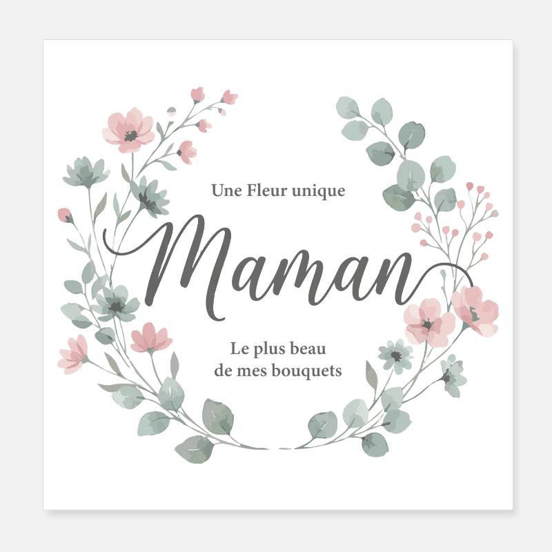 Maman, Fleur Unique et Tendresse Poster 20 x 20 cm