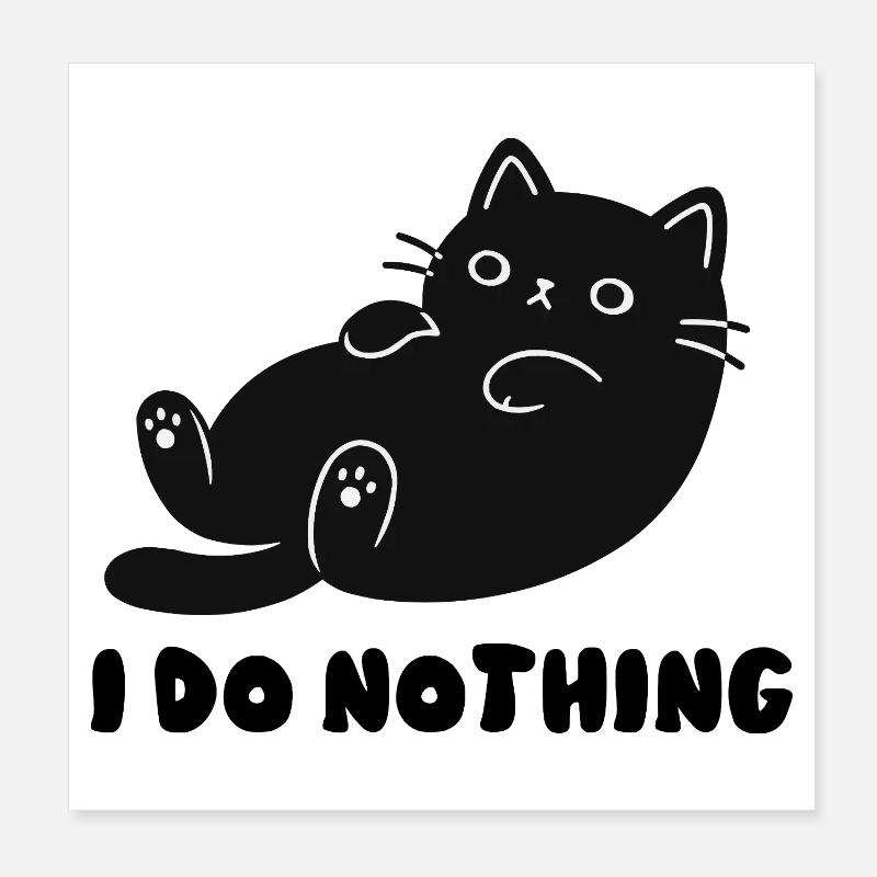 Cuddly Cat Silhouette Poster 8" x 8" (20x20 cm)