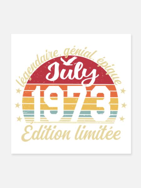 Anniversaire Juillet 1973 Vintage Cadeau - Poster 20 x 20 cm - blanc - Devant