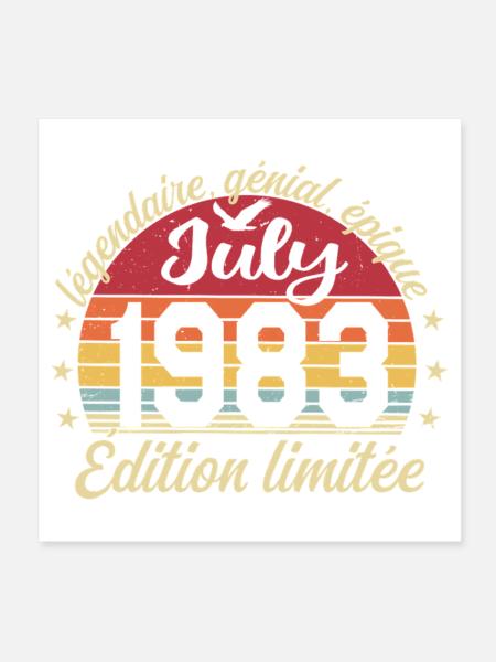 Anniversaire Juillet 1983 Vintage Cadeau - Poster 20 x 20 cm - blanc - Devant