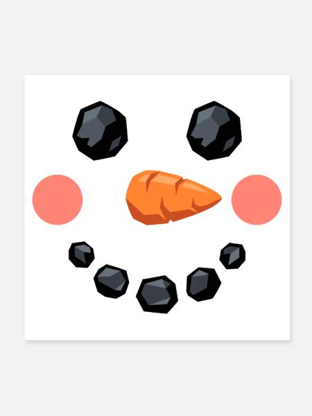 Lächelndes Schneemann Gesicht - Poster 20x20 cm - Weiß - Vorne