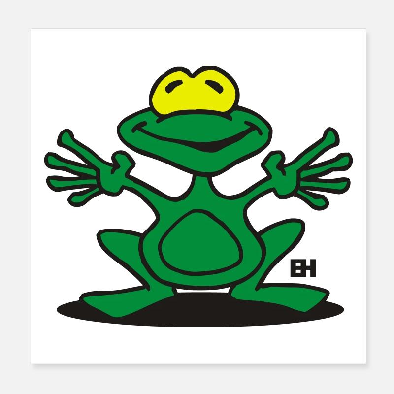 Playful Frog Cartoon Design Poster 8" x 8" (20x20 cm)