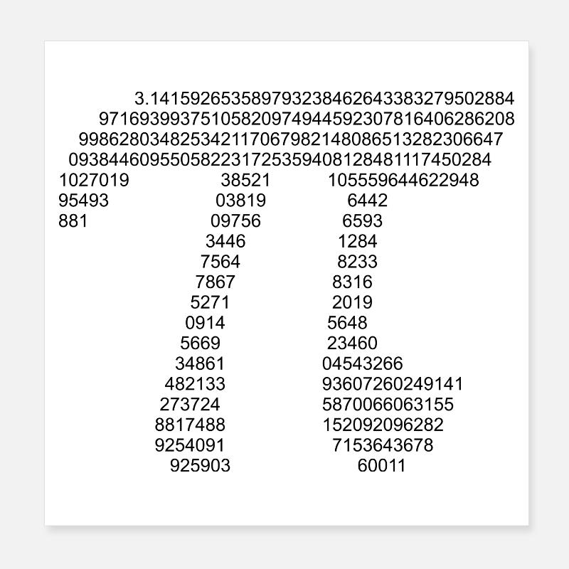 Pi Poster 8" x 8" (20x20 cm)