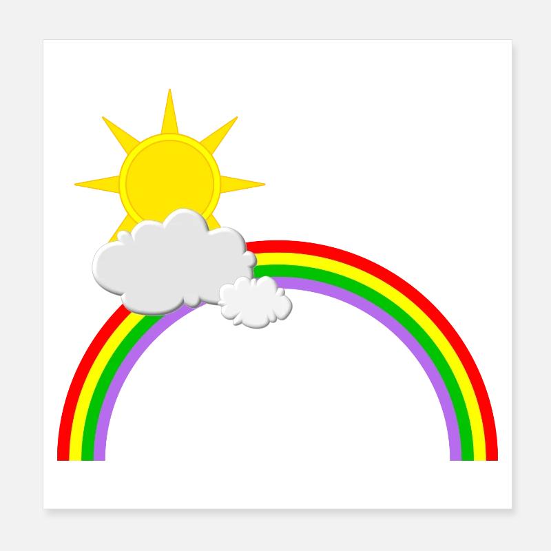 Regenbogen, Sonne, Wolken Poster 20x20 cm