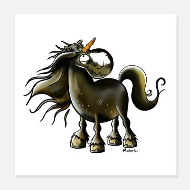 Cheval Joue Licorne Poster 20 x 20 cm