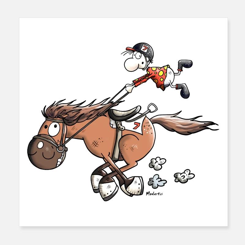 Rapid Race Horse - Poster 8" x 8" (20x20 cm) - white
