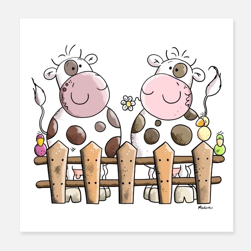 Two Happy Cows Poster 8" x 8" (20x20 cm)