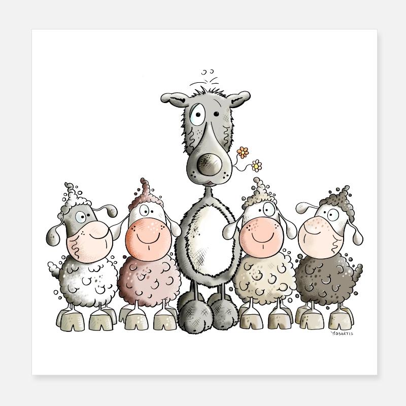 Wolf and Friends Poster 8" x 8" (20x20 cm)