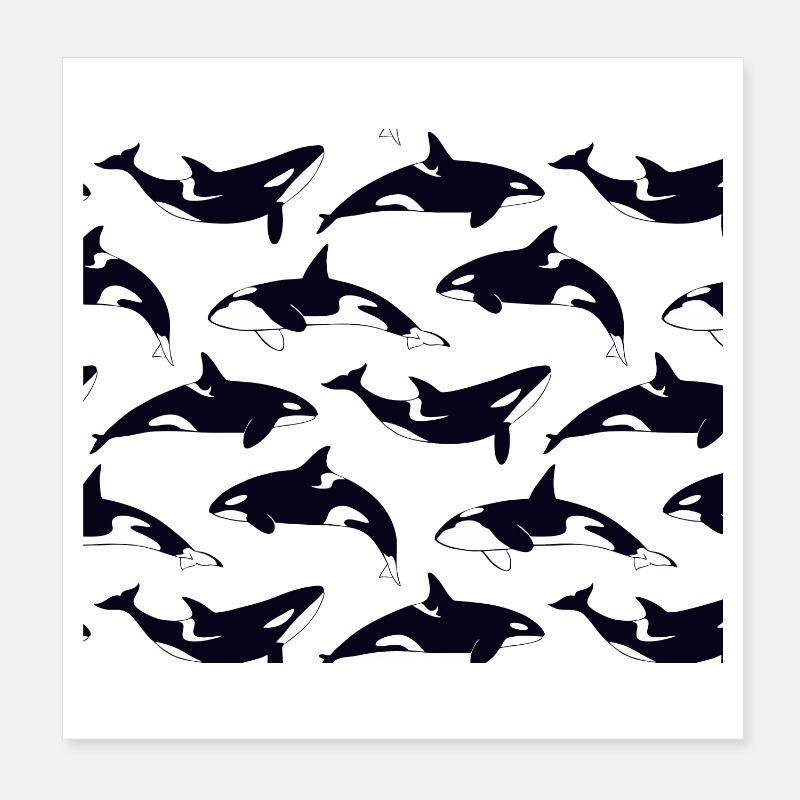 Black and white orca pattern pattern - Poster 8" x 8" (20x20 cm) - white