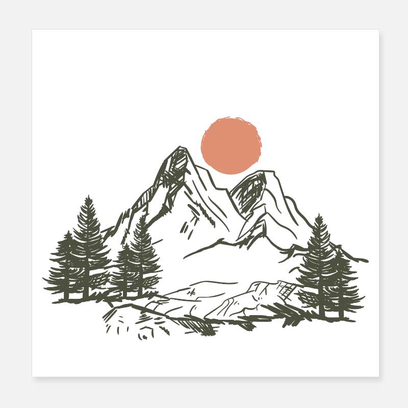 Montagne nature camping camping étoiles forêt cadeau Poster 20 x 20 cm