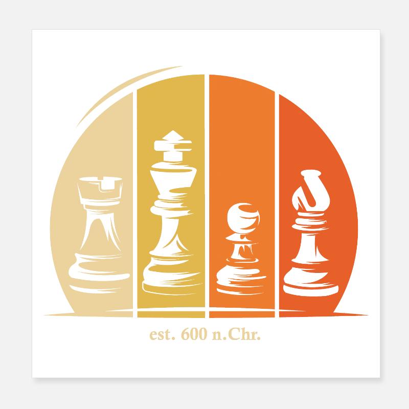 Pièces d’échecs Symbole Logo Histoire Rétro Poster 20 x 20 cm