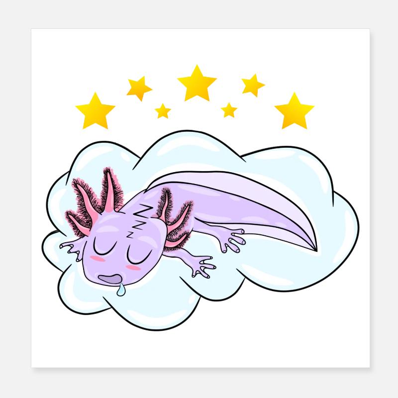 Oxolotl endormi Poster 20 x 20 cm