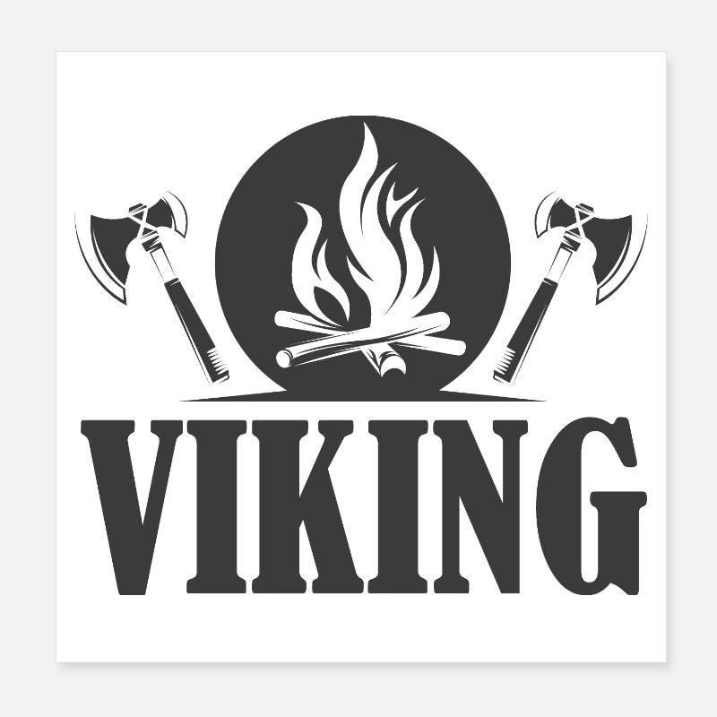 Icône viking hache symbole feu graphique Poster 20 x 20 cm