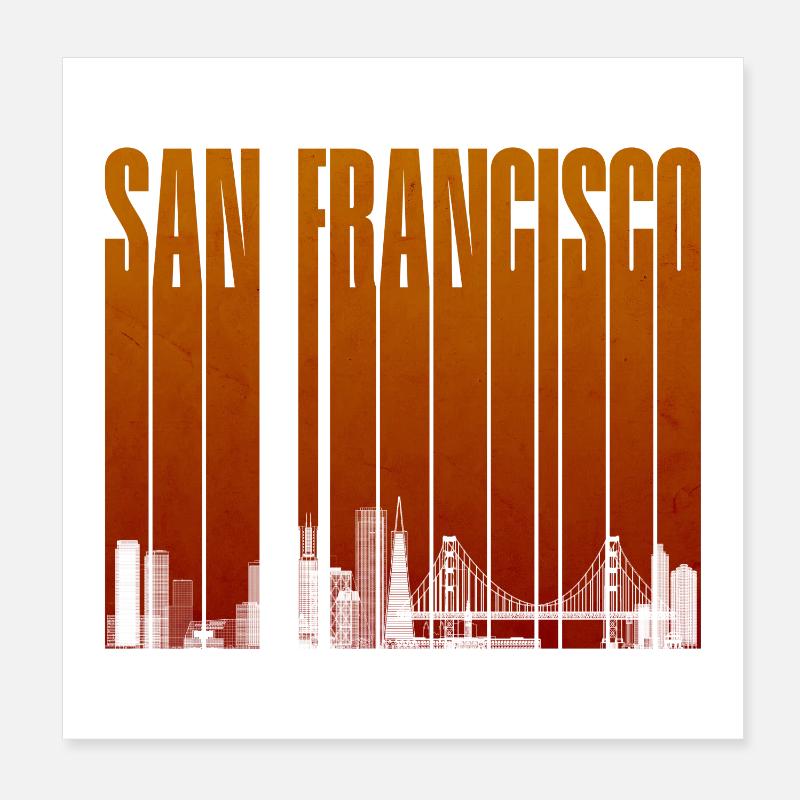 San Francisco Orange Skyline Poster 20x20 cm