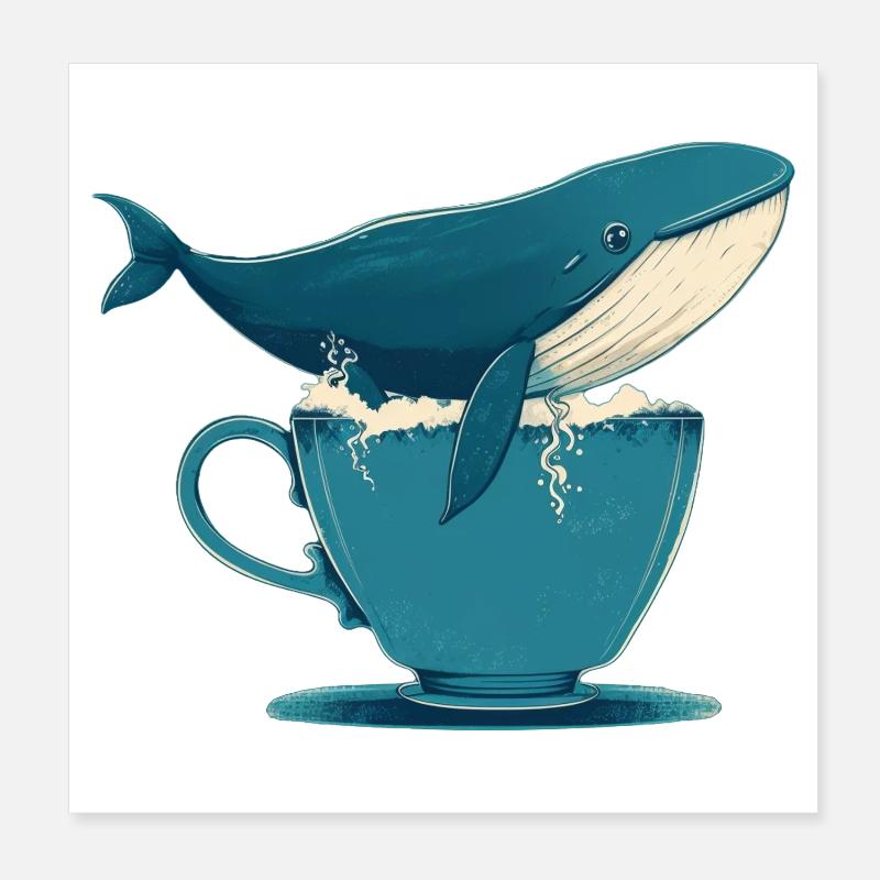 Baleine dans une tasse de thé Poster 20 x 20 cm