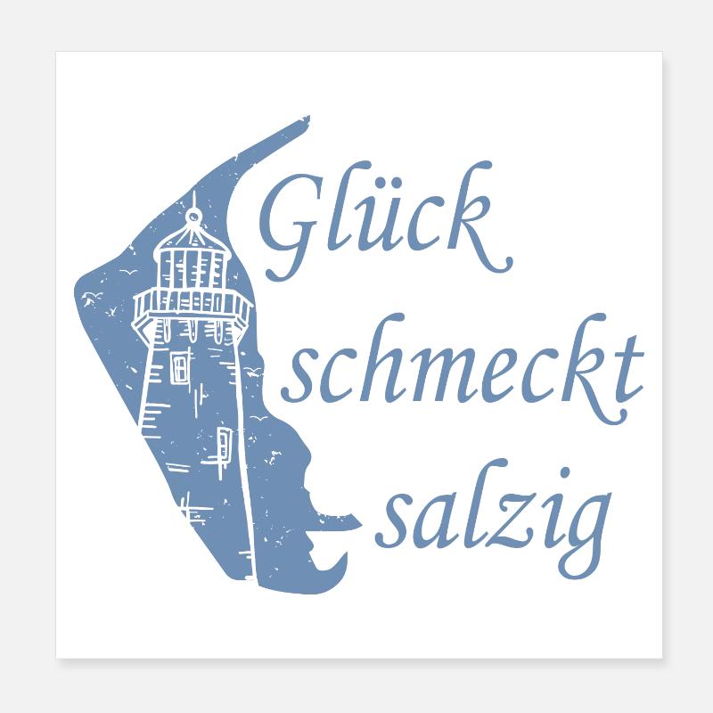 Glück schmeckt salzig – Amrum Nordsee Insel Design - Poster 20x20 cm - Weiß