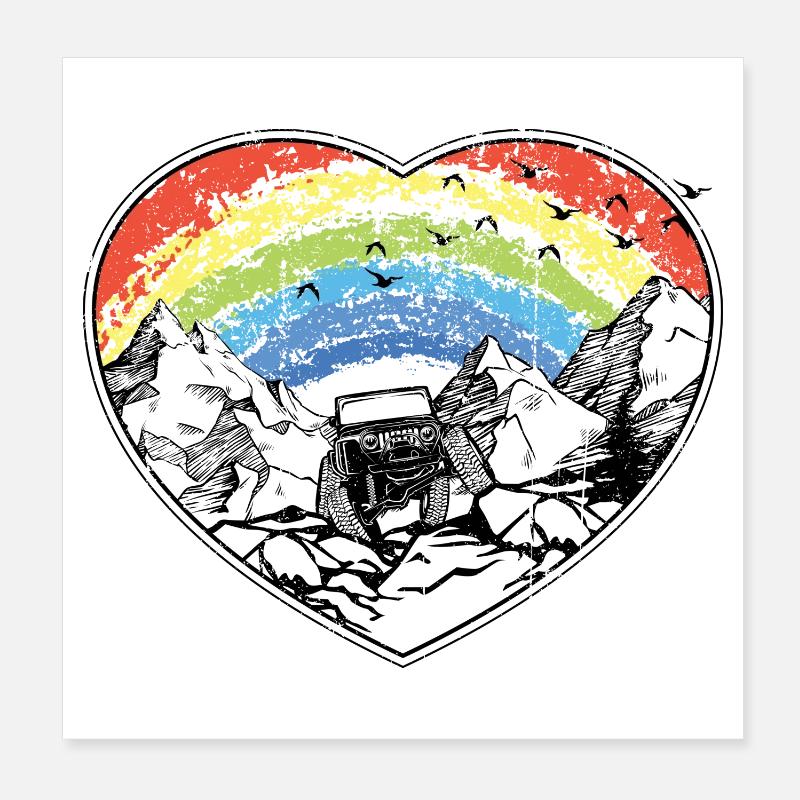 Arc arc-en-ciel au-dessus des montagnes Poster 20 x 20 cm