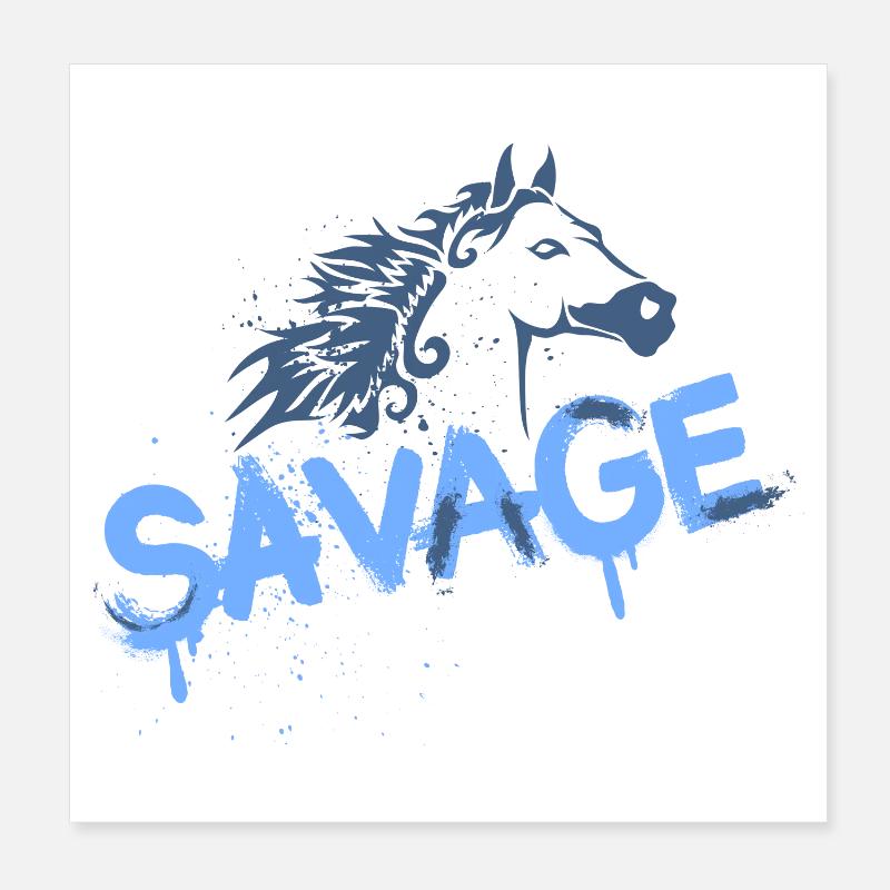 Conception de graffiti de cheval sauvage Poster 20 x 20 cm