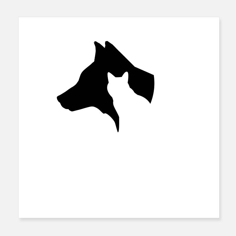 Pferd, Hund, Katze-Silhouette - Poster 20x20 cm - Weiß