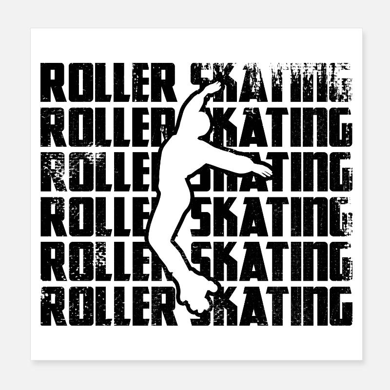 Rollschuhlaufen - Poster 20x20 cm - Weiß