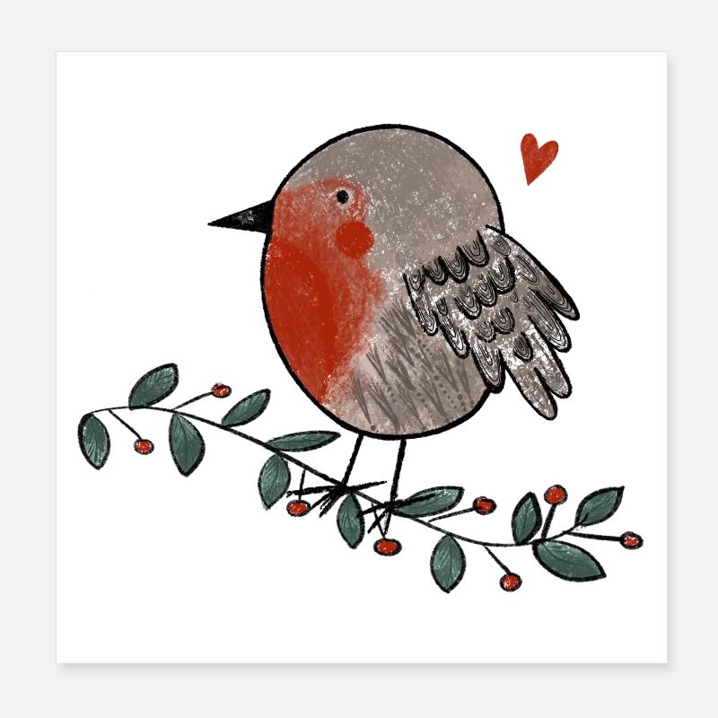 Rotkehlchen Liebe Poster 20x20 cm