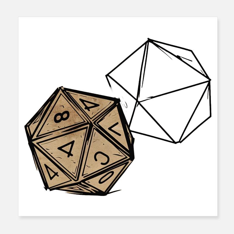 Cube RPG peint – Conception artistique des dés Poster 20 x 20 cm