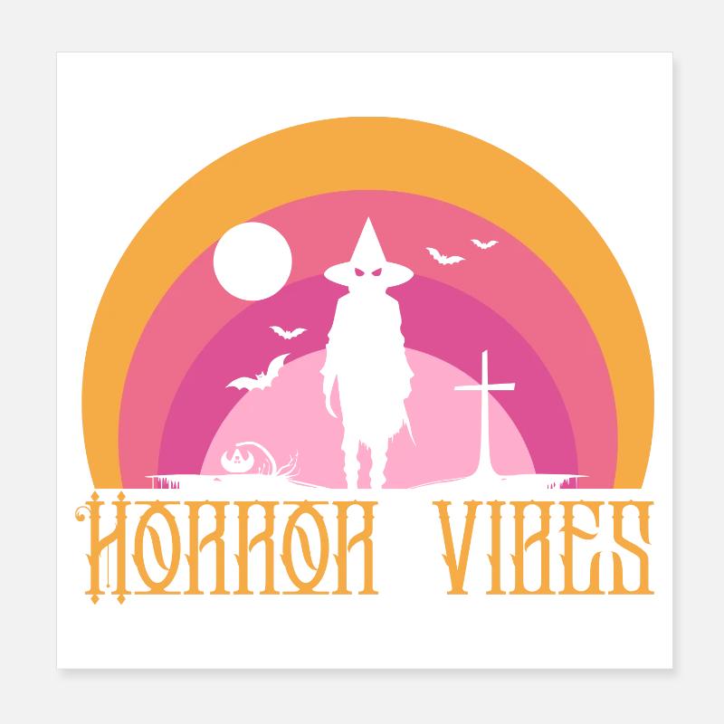 Horror Vibes Witch Silhouette Sunset Poster 8" x 8" (20x20 cm)