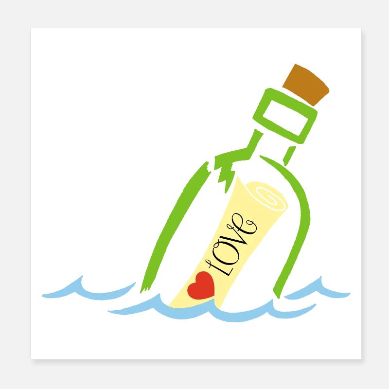 Eine Flasche im Meer Poster 20x20 cm