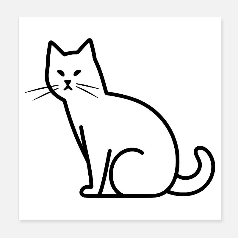 Cat Drawing Poster 8" x 8" (20x20 cm)