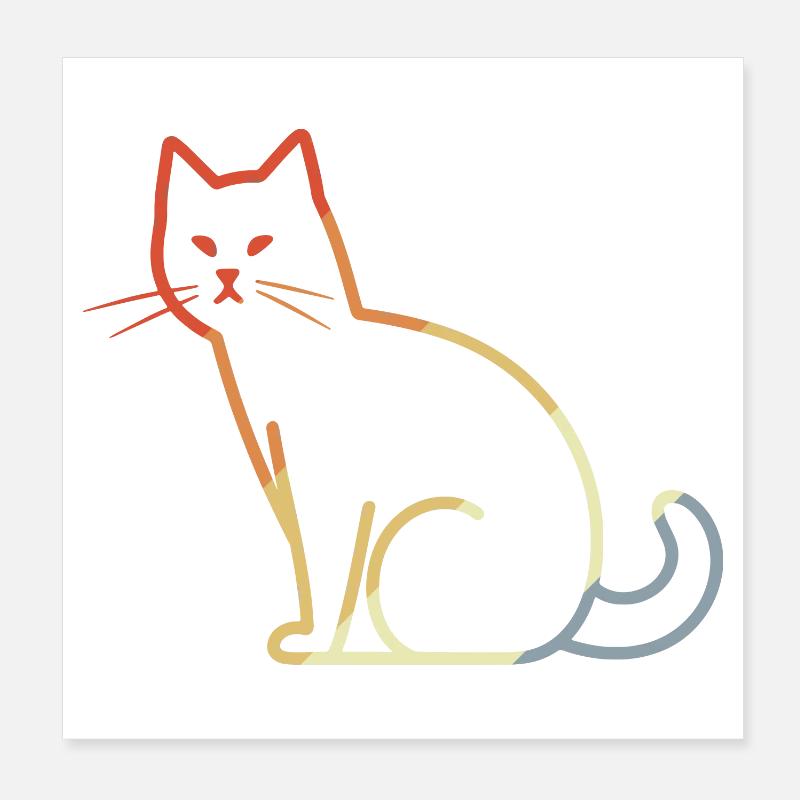 Cat Retro Poster 8" x 8" (20x20 cm)