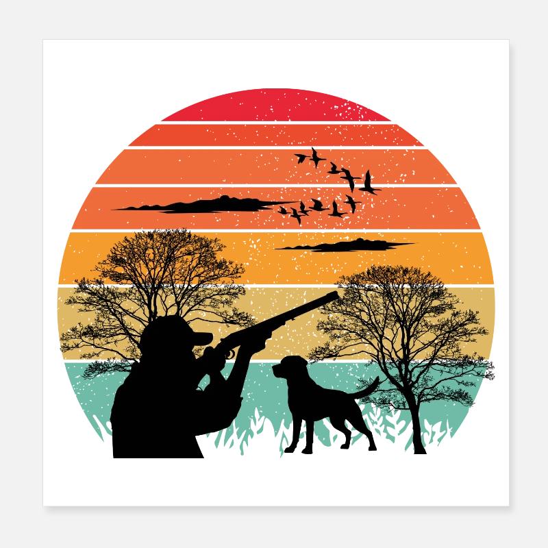 Hunt Ready - Hunting Apparel Retro Design Poster 8" x 8" (20x20 cm)