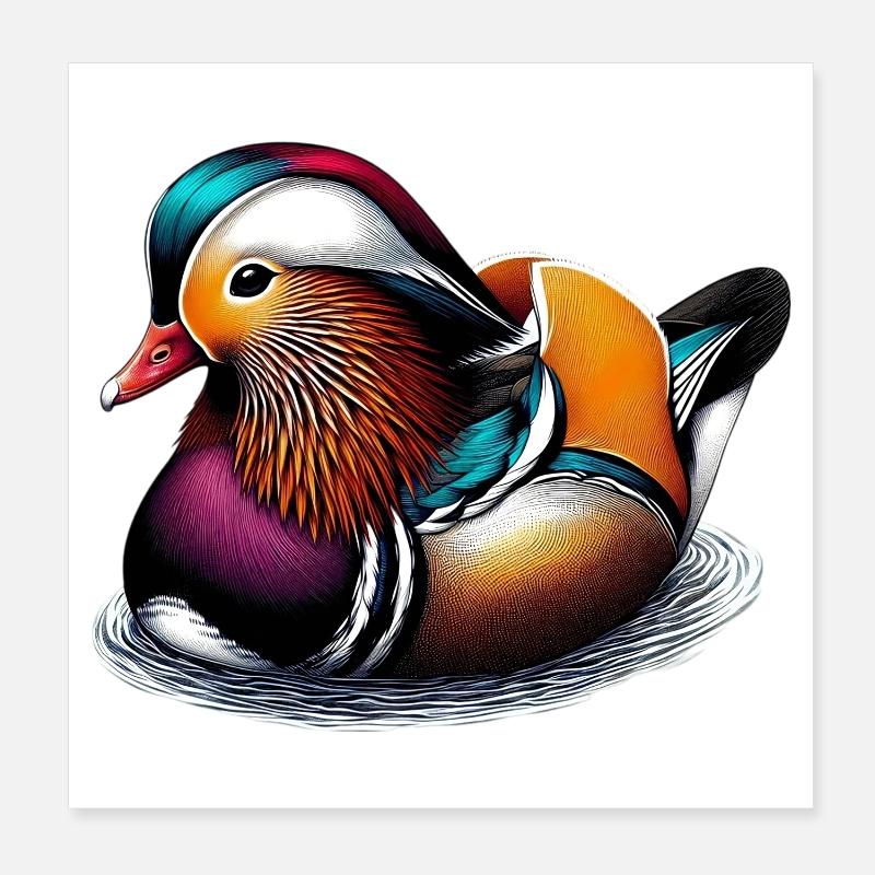 Canard mandarin Poster 20 x 20 cm