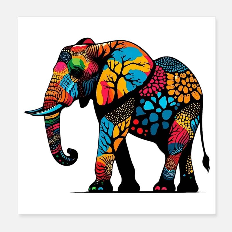 Éléphant Poster 20 x 20 cm