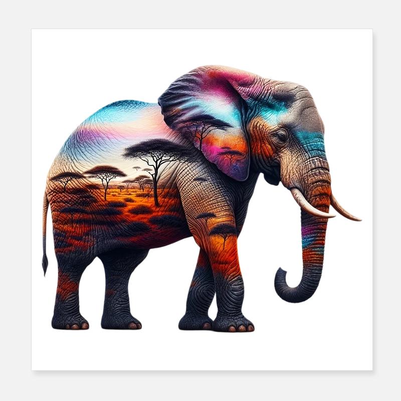 Éléphant Poster 20 x 20 cm