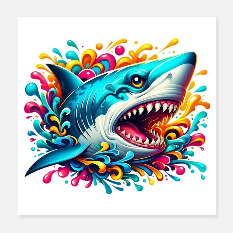 Shark Poster 8" x 8" (20x20 cm)