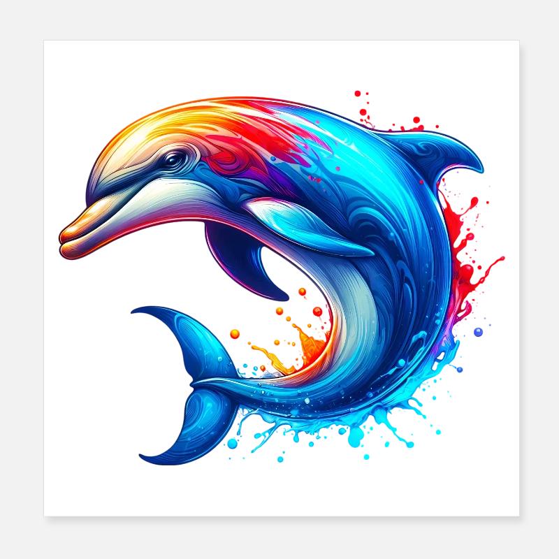 Dolphin Poster 8" x 8" (20x20 cm)