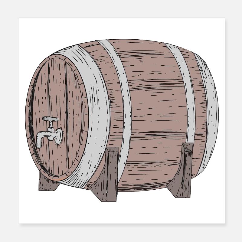 Tonneau de bière rustique avec robinet – motif de fête Poster 20 x 20 cm