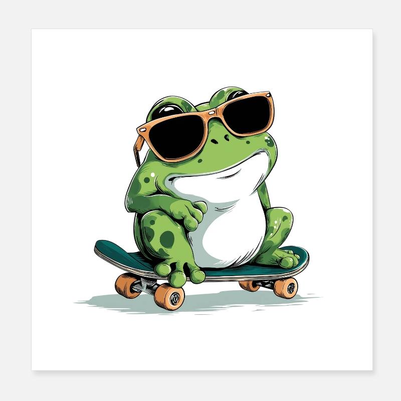 Grenouille patineuse Poster 20 x 20 cm