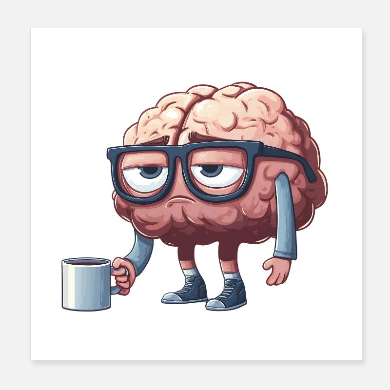 Breloque cérébrale décontractée avec café Poster 20 x 20 cm