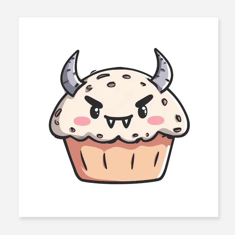 Illustration de cupcake monstre mignon Poster 20 x 20 cm