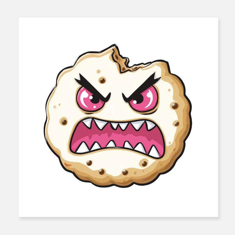 Aggressive cookie popup with pink eyes Poster 8" x 8" (20x20 cm)