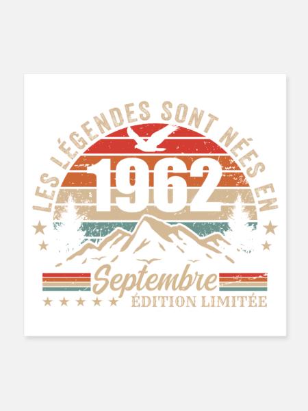 Legendär seit September 1962 | September 1962 - Poster 20x20 cm - Weiß - Vorne