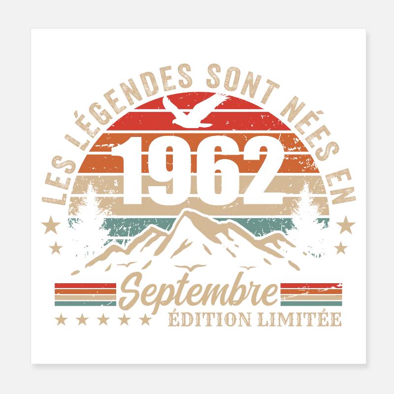 légendaire depuis septembre 1962 | septembre 1962 Poster 20 x 20 cm