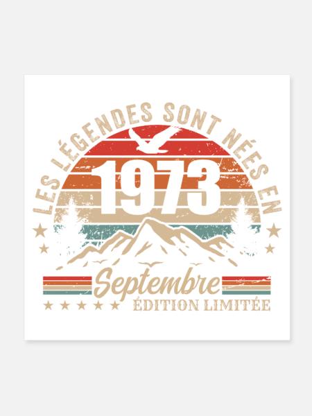 légendaire depuis septembre 1973 | septembre 1973 - Poster 20 x 20 cm - blanc - Devant