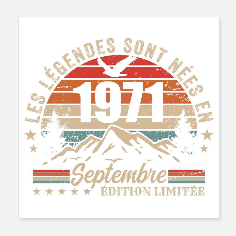 légendaire depuis septembre 1971 | septembre 1971 Poster 20 x 20 cm
