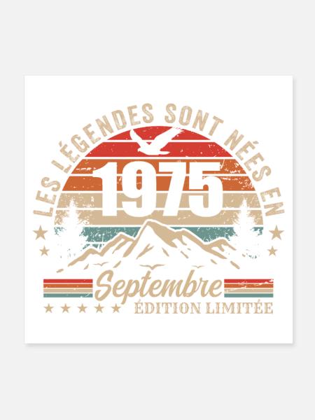 légendaire depuis septembre 1975 | septembre 1975 - Poster 20 x 20 cm - blanc - Devant