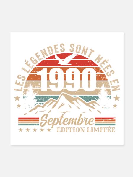 légendaire depuis septembre 1990 | septembre 1990 - Poster 20 x 20 cm - blanc - Devant