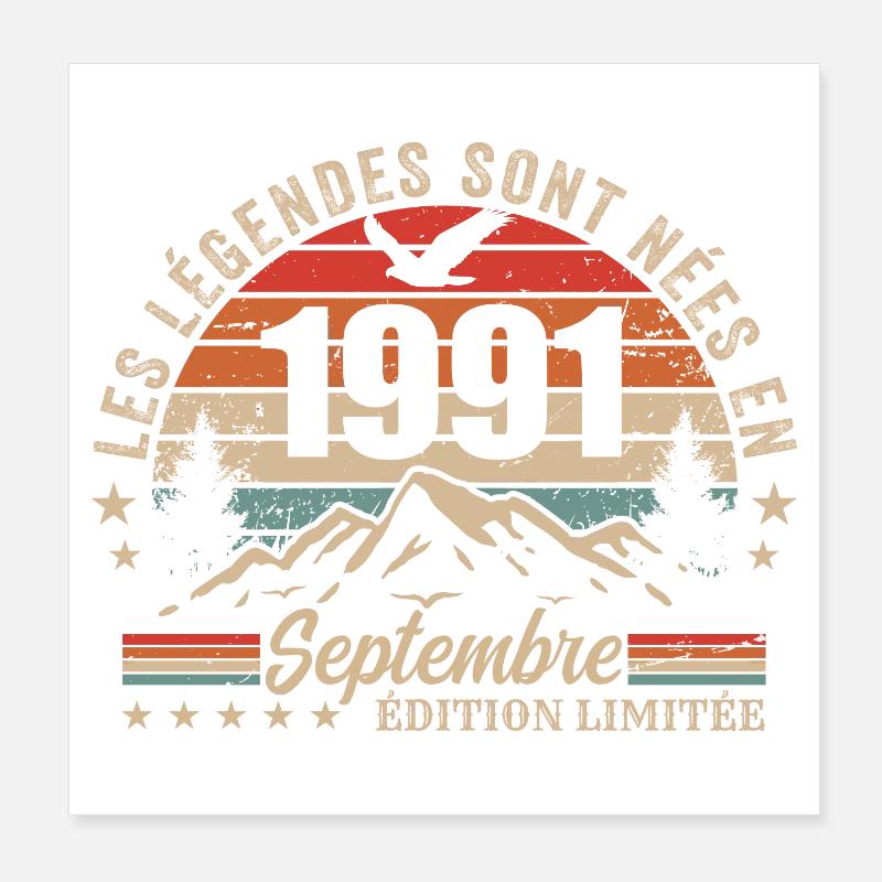légendaire depuis septembre 1991 | septembre 1991 Poster 20 x 20 cm